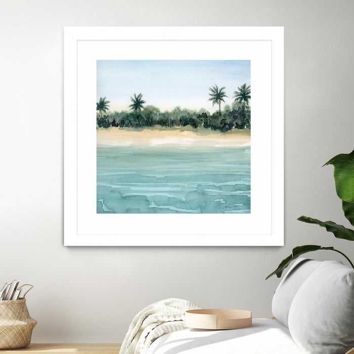 Œuvre d’art murale encadrée blanche et mate « Paradis Ii » 30 x 30