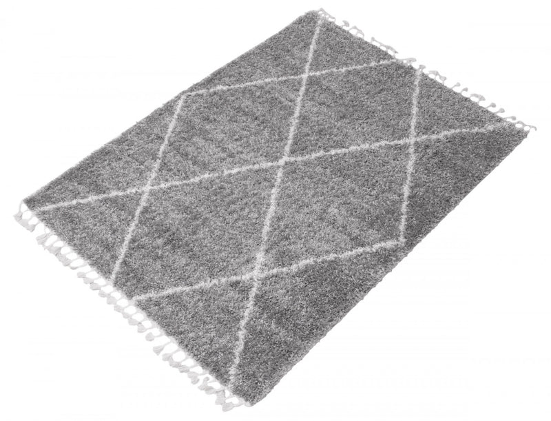 Carpette à poil long Helma Losange gris clair 3 pi 11 po x 5 pi 11 po