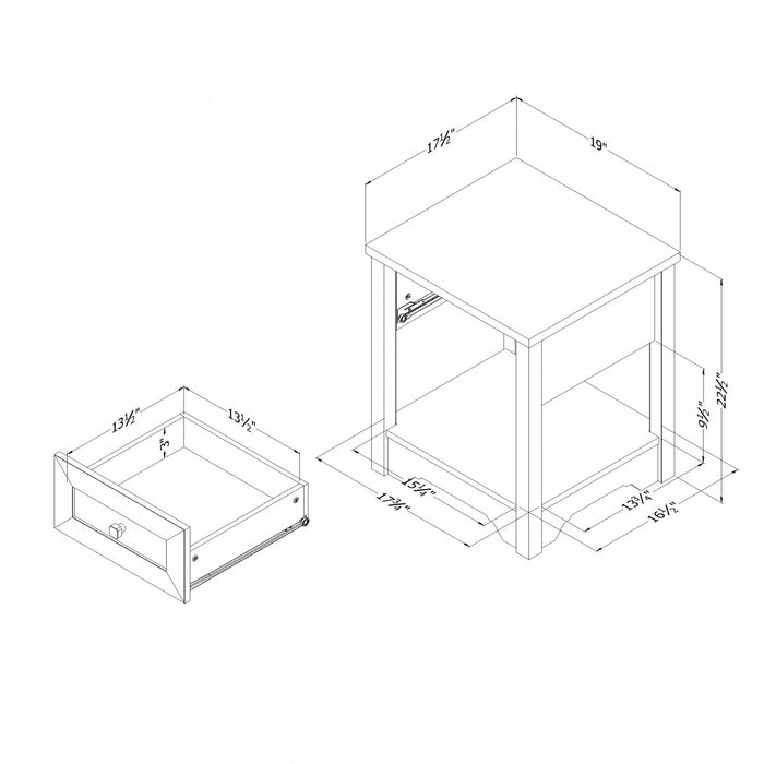 Table de nuit Hazen - pin blanc