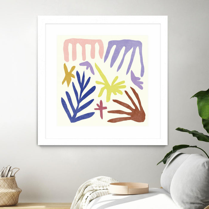 Œuvre d’art murale encadrée blanche et mate « Coral Construction Ii » 30 x 30