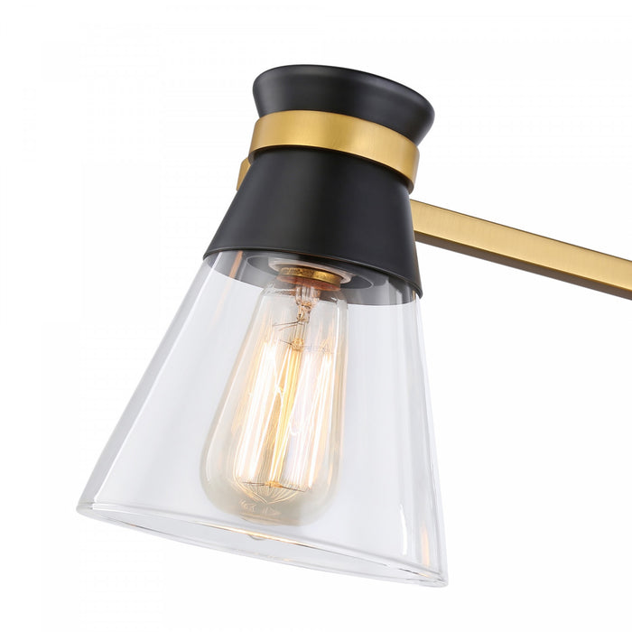 Éclairage au-dessus du meuble-lavabo Kanata noir et laiton brossé à 3 ampoules