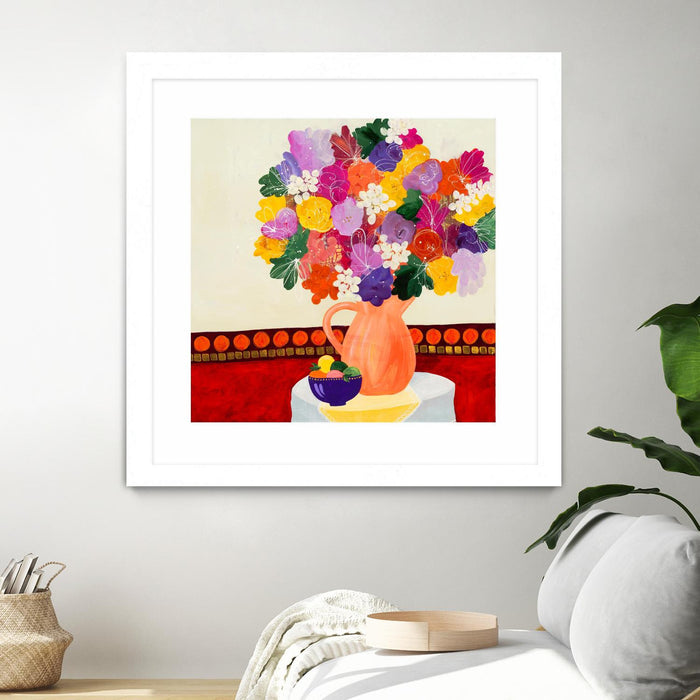 Œuvre d’art murale encadrée blanche et mate « Taking In The Love » 30 x 30