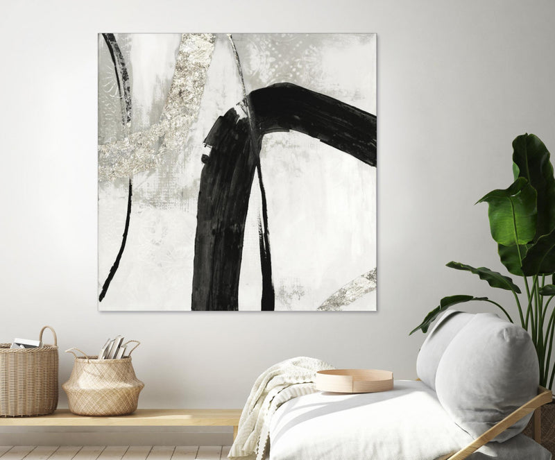 Œuvre d’art murale Giant Art « Black Ink Ii » 54 x 54
