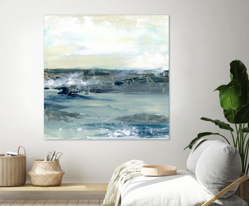 Œuvre d’art murale Giant Art « Coastal Blues I » 54 x 54