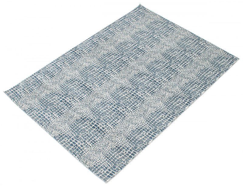 Carpette Kecia bleue/crème 6 pi 7 po x 9 pi 6 po