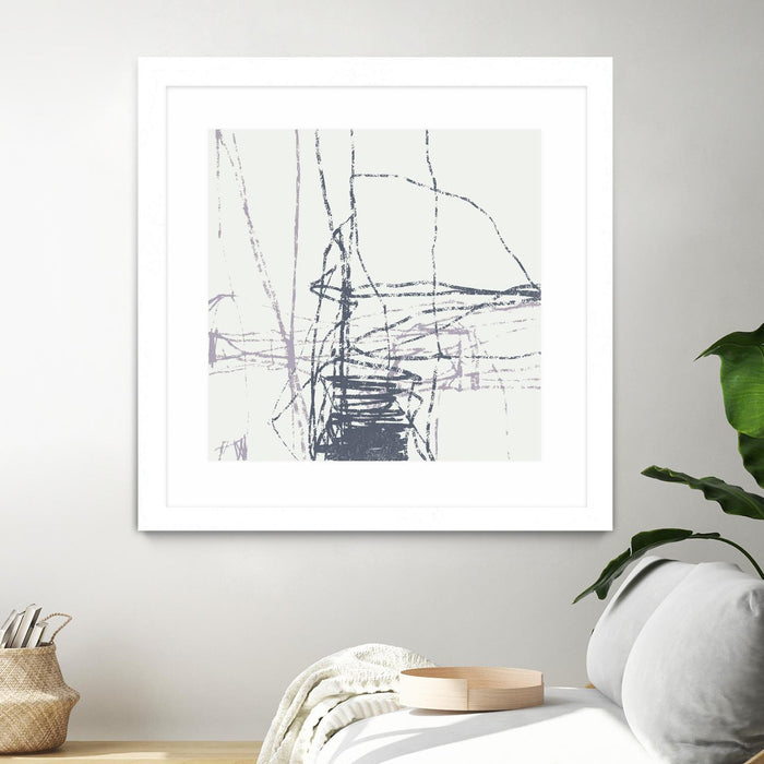 Œuvre d’art murale encadrée blanche et mate « Chalk Doodles G » 36 x 36