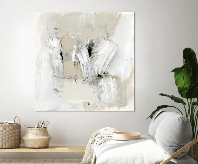 Œuvre d’art murale Giant Art « Neutral Brushstrokes I » 54 x 54
