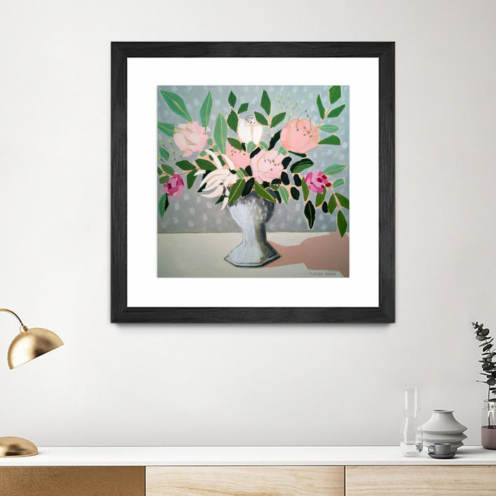 Œuvre d’art murale encadrée noire et mate « Spring Florals 1 » 30 x 30