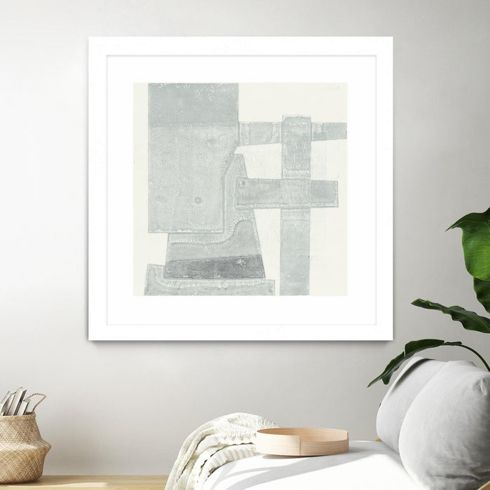 Œuvre d’art murale encadrée blanche et mate « Orien » 36 x 36