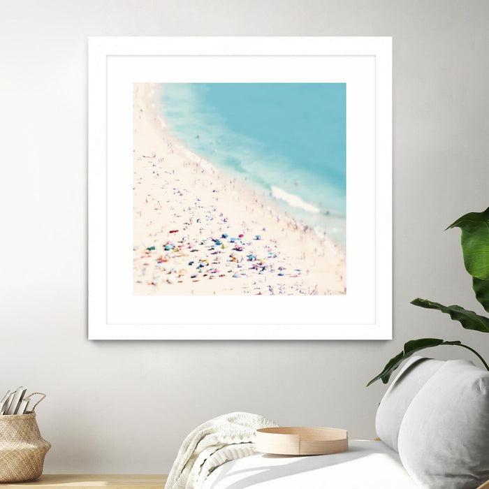 Œuvre d’art murale encadrée blanche et mate « Beach Love » 30 x 30