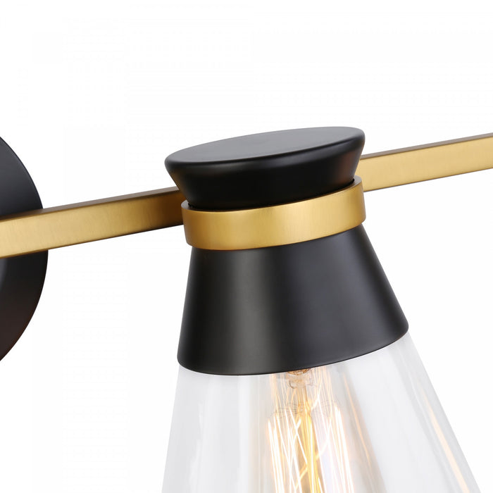 Éclairage au-dessus du meuble-lavabo Kanata noir et laiton brossé à 4 ampoules