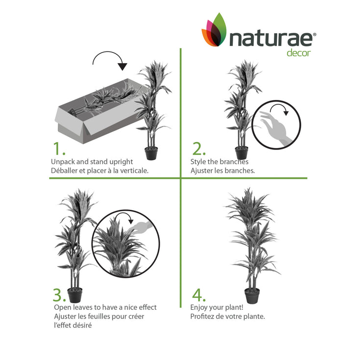 Dracaena artificiel de 47 po en pot noir