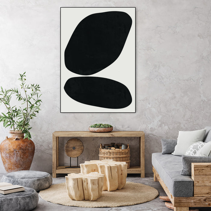 Œuvre d'art murale sur toile encadrée noire « Black Abstract Ii » 30 x 40