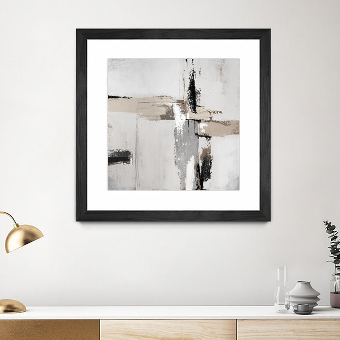 Œuvre d’art murale encadrée noire et mate « Off Edge Ii » 30 x 30