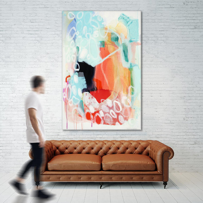 Œuvre d’art murale Giant Art « Cherry Creamsicle Love » 72 x 48