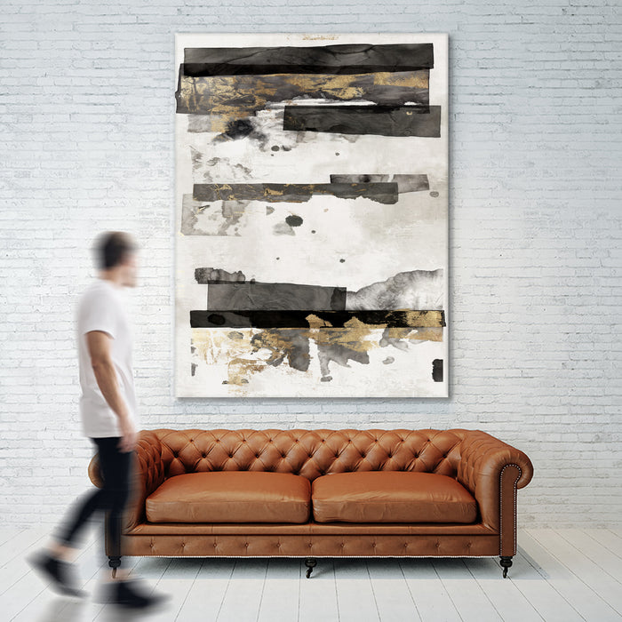 Œuvre d’art murale Giant Art « Gold And Black Ink Ii » 72 x 54