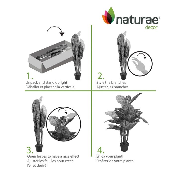 Dieffenbachia artificiel de 47 po en pot noir