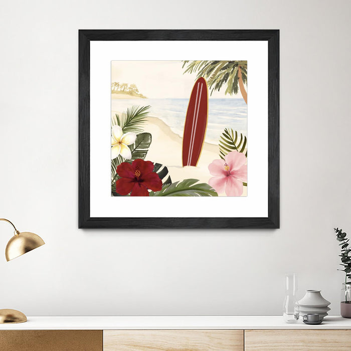 Œuvre d’art murale encadrée noire et mate « Aloha Ii » 30 x 30