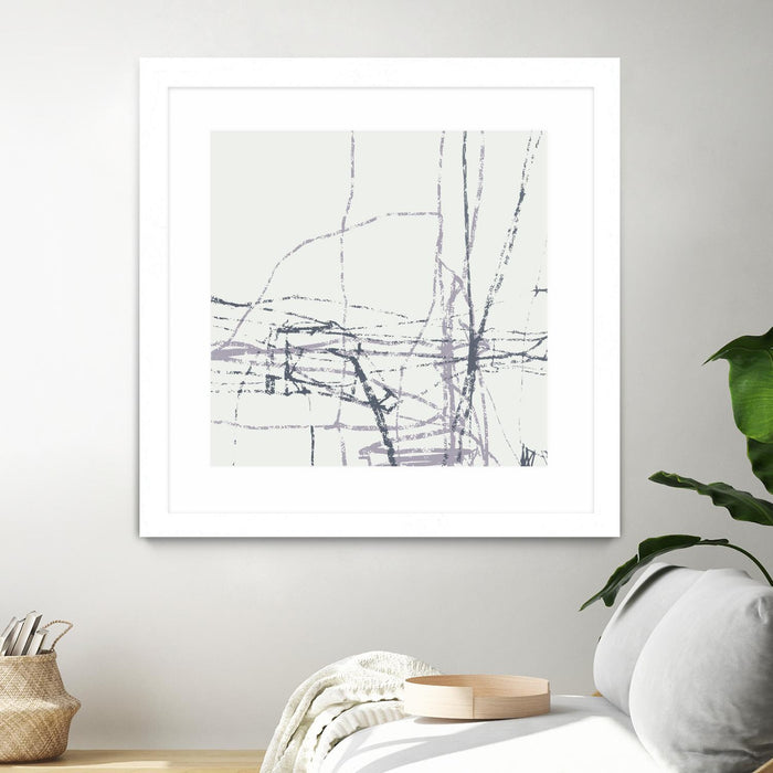 Œuvre d’art murale encadrée blanche et mate « Chalk Doodles H » 36 x 36