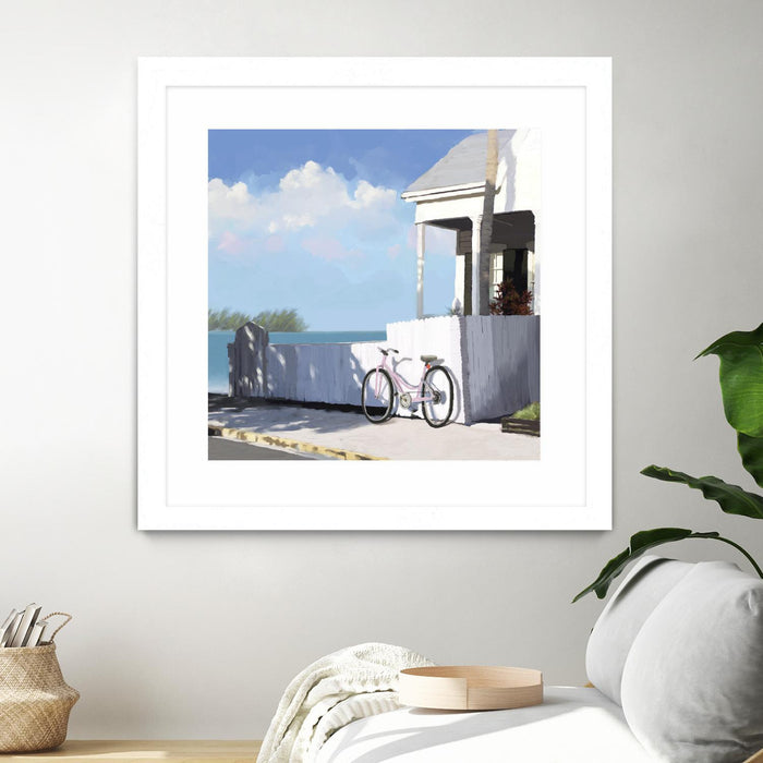 Œuvre d’art murale encadrée blanche et mate « Key West Cabana Ii » 36 x 36