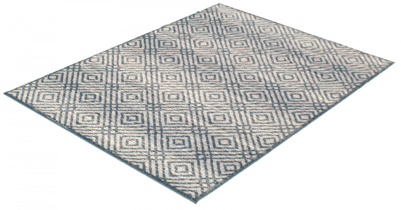 Carpette Electra couleur pétrole-argent - 5 pi 3 pox 7 pi 3 po