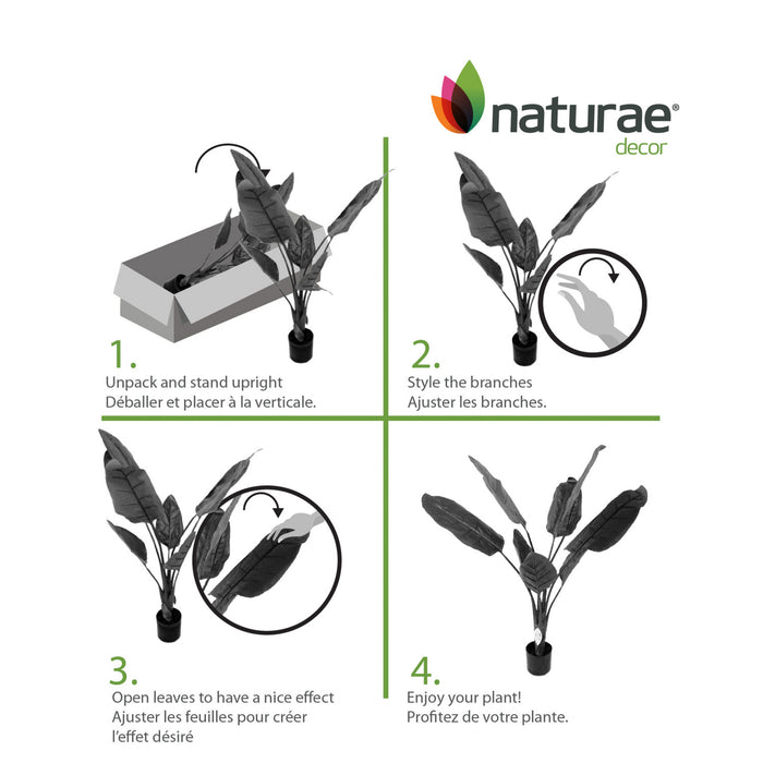 Oiseau du paradis artificiel de 31 po pour l’intérieur et l’extérieur en pot noir