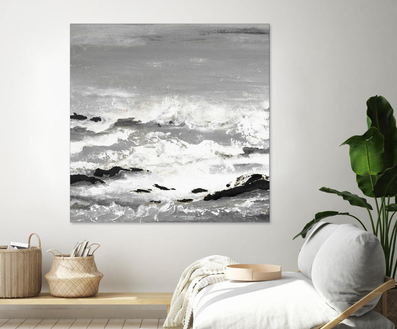 Œuvre d’art murale Giant Art « Rocks And Waves » 72 x 72