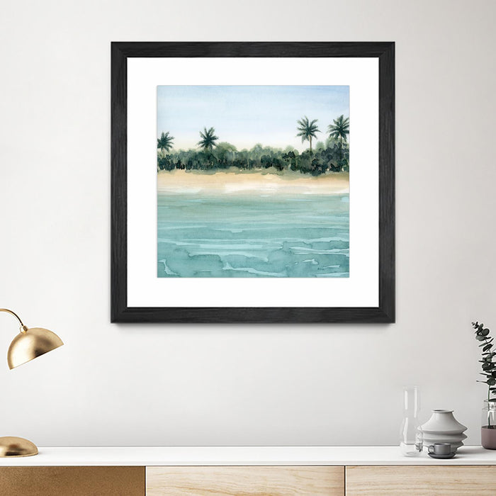 Œuvre d’art murale encadrée noire et mate « Paradis Ii » 30 x 30