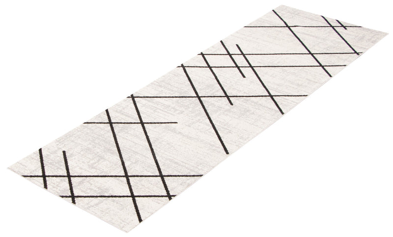 Carpette Damali ivoire et noire lavable à la machine - 2 pi 6 po x 8 pi 0 po