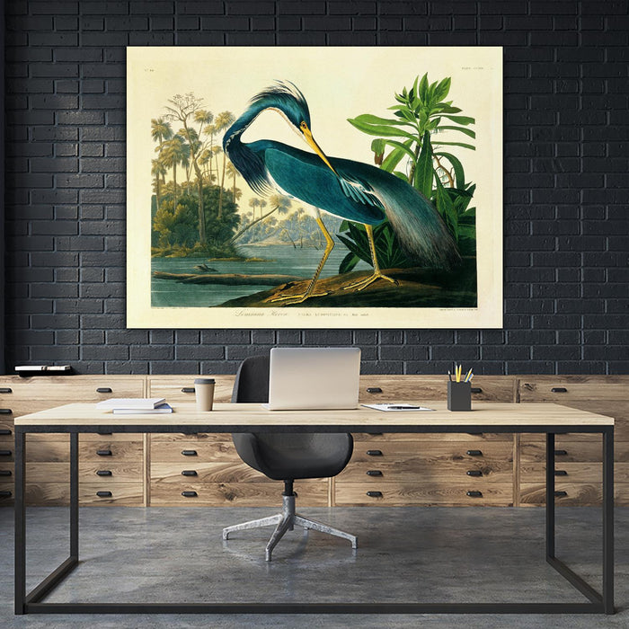 Œuvre d’art murale Giant Art « Louisiana Heron Plate 217 » 72 x 54