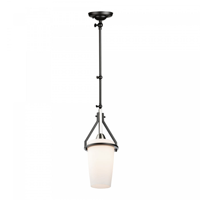 Luminaire suspendu de style applique murale cylindrique Brydon noir et nickel brossé à 1 ampoule