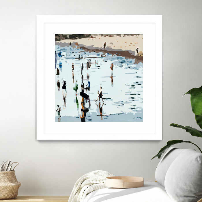 Œuvre d’art murale encadrée blanche et mate « Self Reflection » 36 x 36