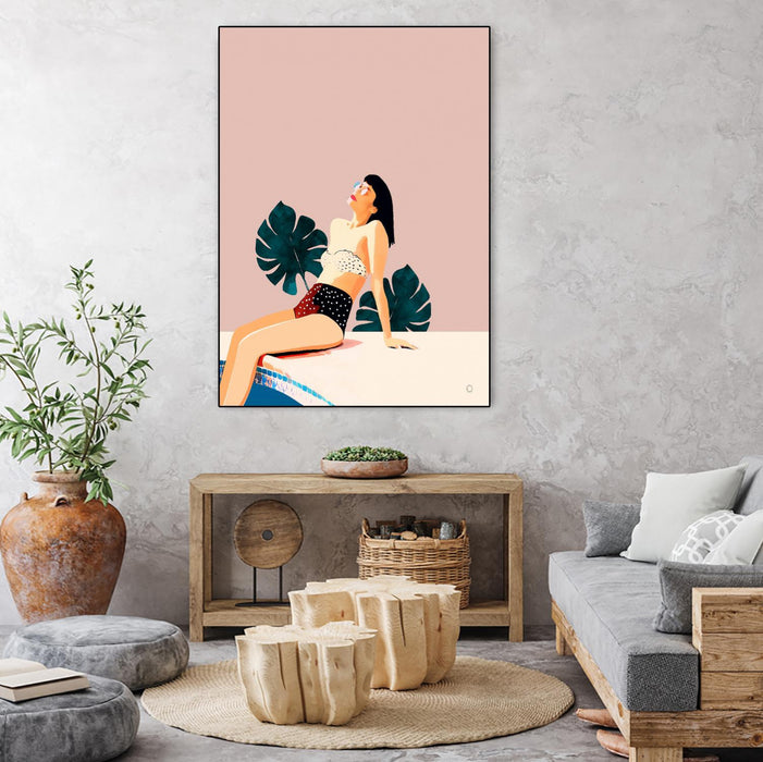 Œuvre d'art murale sur toile encadrée noire « Sunday » 18 x 24