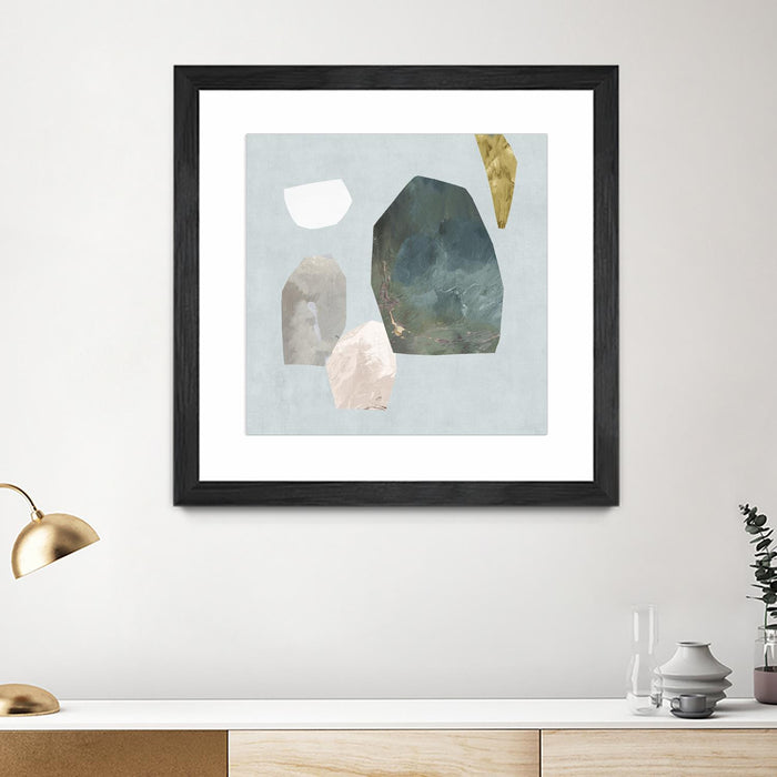 Œuvre d’art murale encadrée noire et mate « Assembly I » 30 x 30