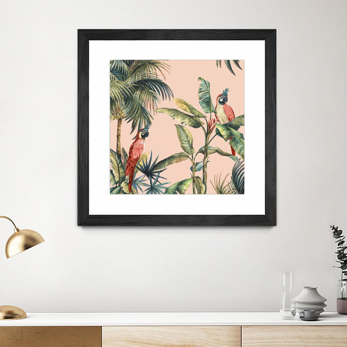 Œuvre d’art murale encadrée noire et mate « Tropicano Ii » 36 x 36