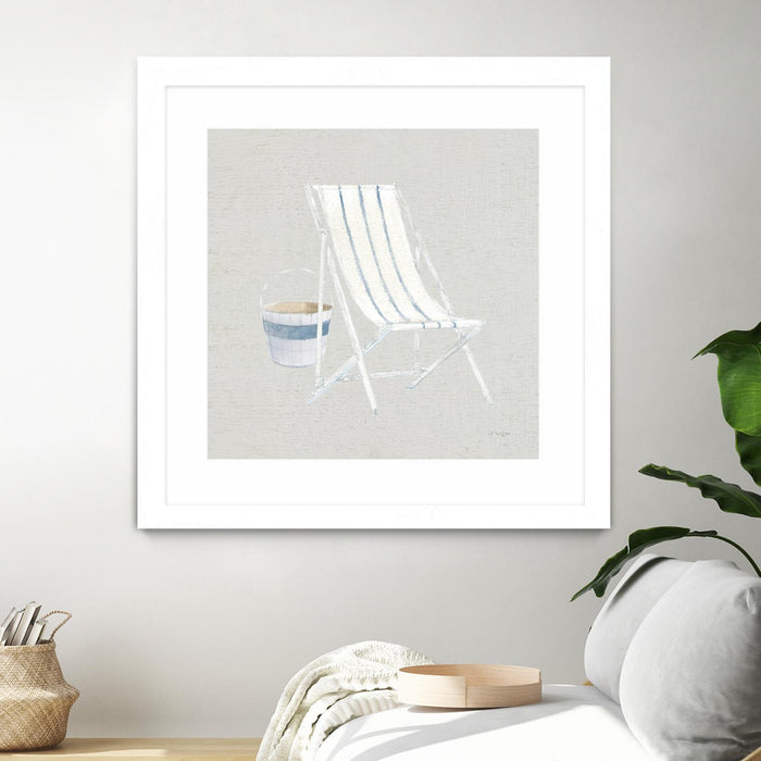 Œuvre d’art murale encadrée blanche et mate « Serene Seaside Iii Tan » 36 x 36