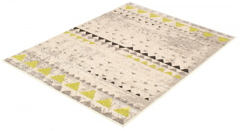 Carpette Raja ivoire-verte - 7 pi 10 pox 10 pi 2 po