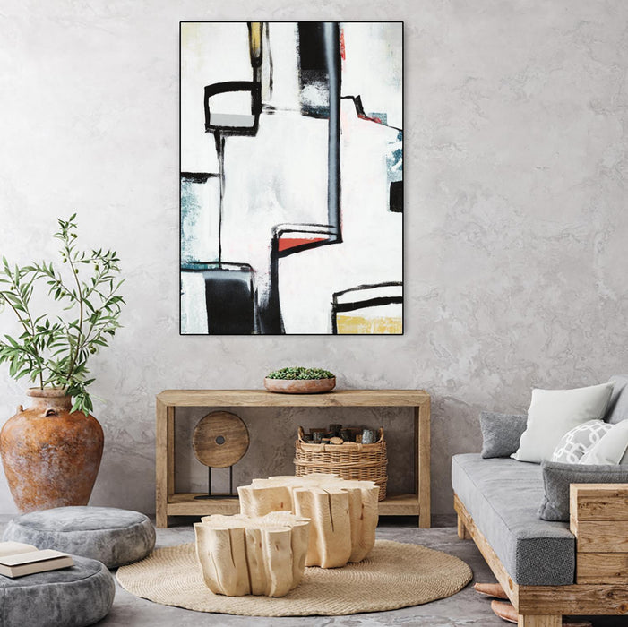 Œuvre d'art murale sur toile encadrée noire « The A Line I » 24 x 32