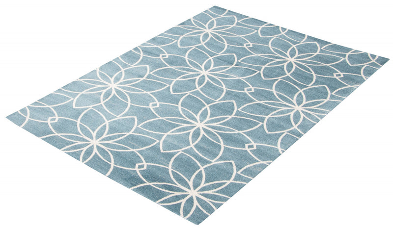 Carpette Terali turquoise lavable à la machine - 5 pi 0 po x 7 pi 0 po