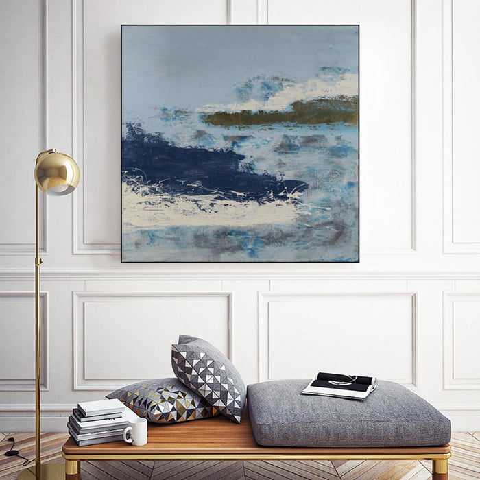 Œuvre d'art murale sur toile encadrée noire « Washing To Shore » 20 x 20