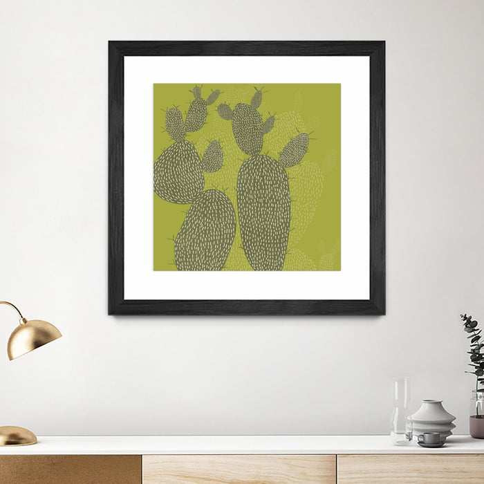 Œuvre d’art murale encadrée noire et mate « Opuntia I » 30 x 30