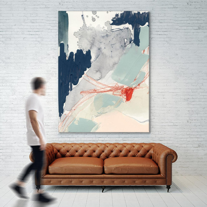Œuvre d’art murale Giant Art « Ash Blue & Crimson I » 72 x 54