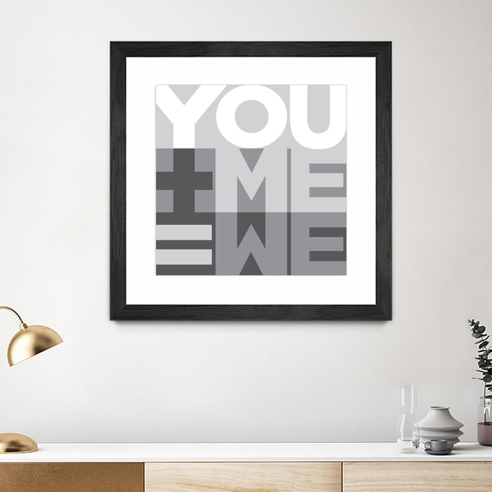 Œuvre d’art murale encadrée noire et mate « You Me We I » 36 x 36
