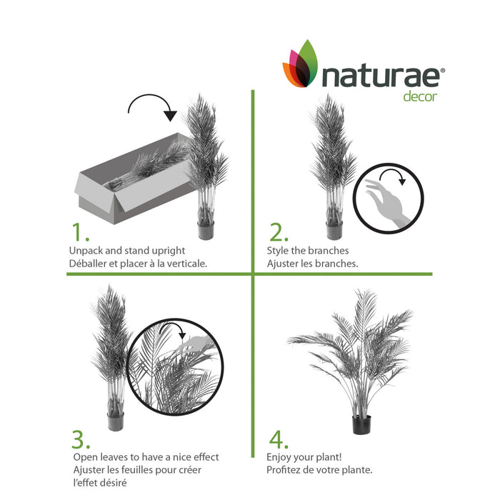Palmier areca artificiel de 47 po pour l’intérieur et l’extérieur en pot noir