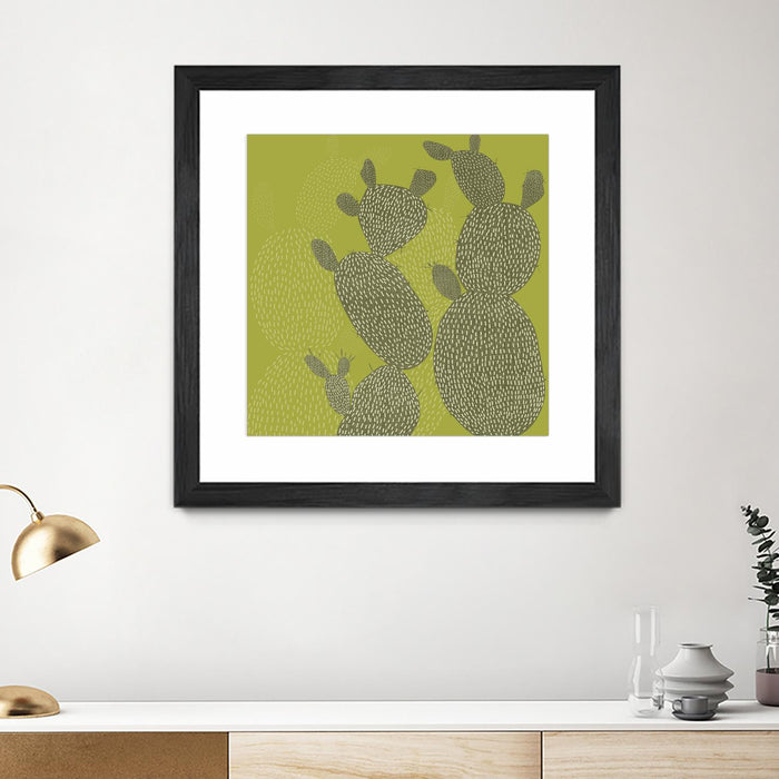 Œuvre d’art murale encadrée noire et mate « Opuntia Ii » 36 x 36