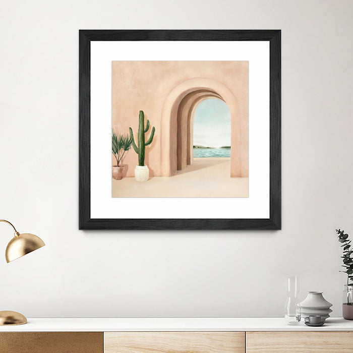 Œuvre d’art murale encadrée noire et mate « Coastal Arch » 30 x 30