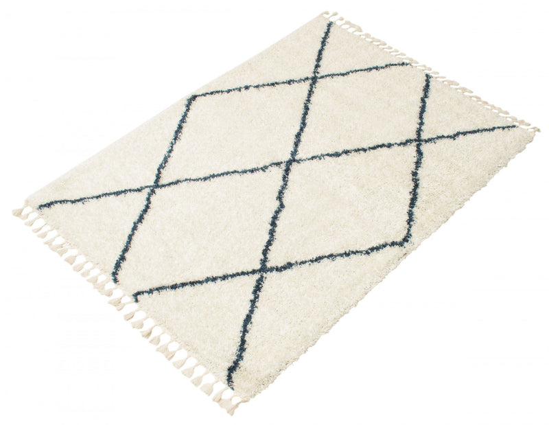 Carpette à poil long Helma Losange crème 3 pi 11 po x 5 pi 11 po