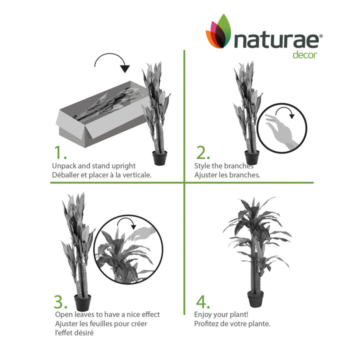 Dracaena artificiel de 49 po en pot noir