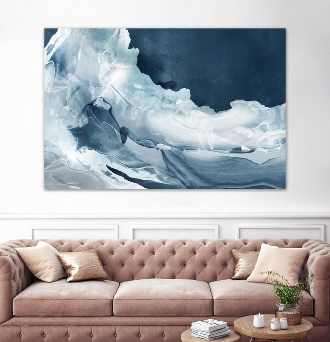 Œuvre d’art murale Giant Art « Wave Of Blue Ice » 84 x 54