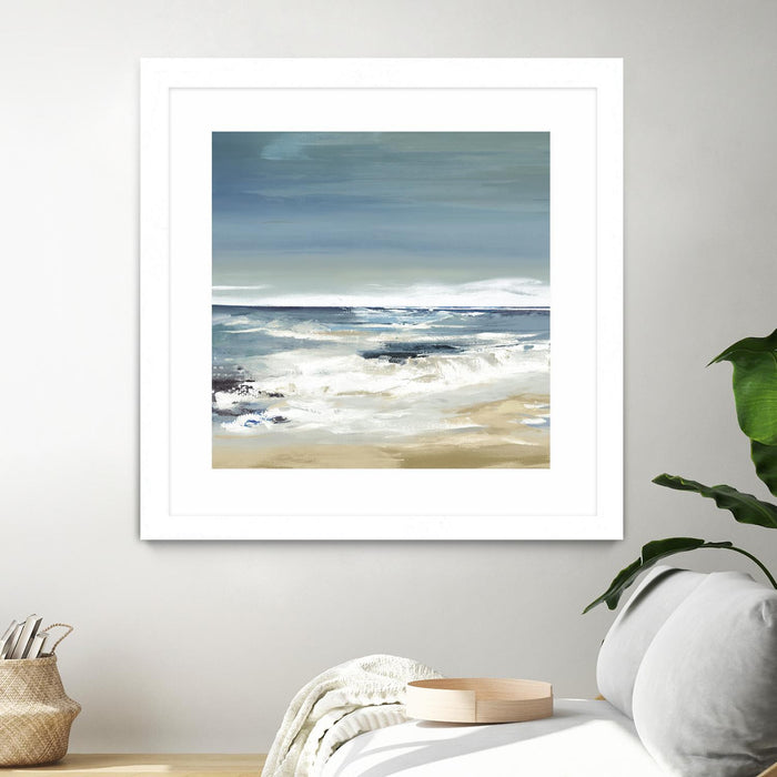 Œuvre d’art murale encadrée blanche et mate « East Coast Ii » 30 x 30